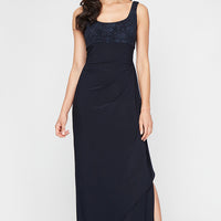 Petite Glitter Jacquard Knit & Matte Jersey Gown with Bolero Jacket