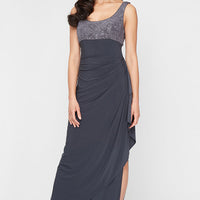 Petite Glitter Jacquard Knit & Matte Jersey Gown with Bolero Jacket