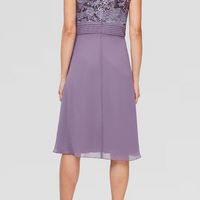 Embroidered A-Line Dress with Pleated Waist Detail