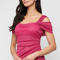 Petite Hannah Glitter Mesh Gown