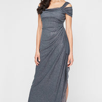 Petite Hannah Glitter Mesh Gown