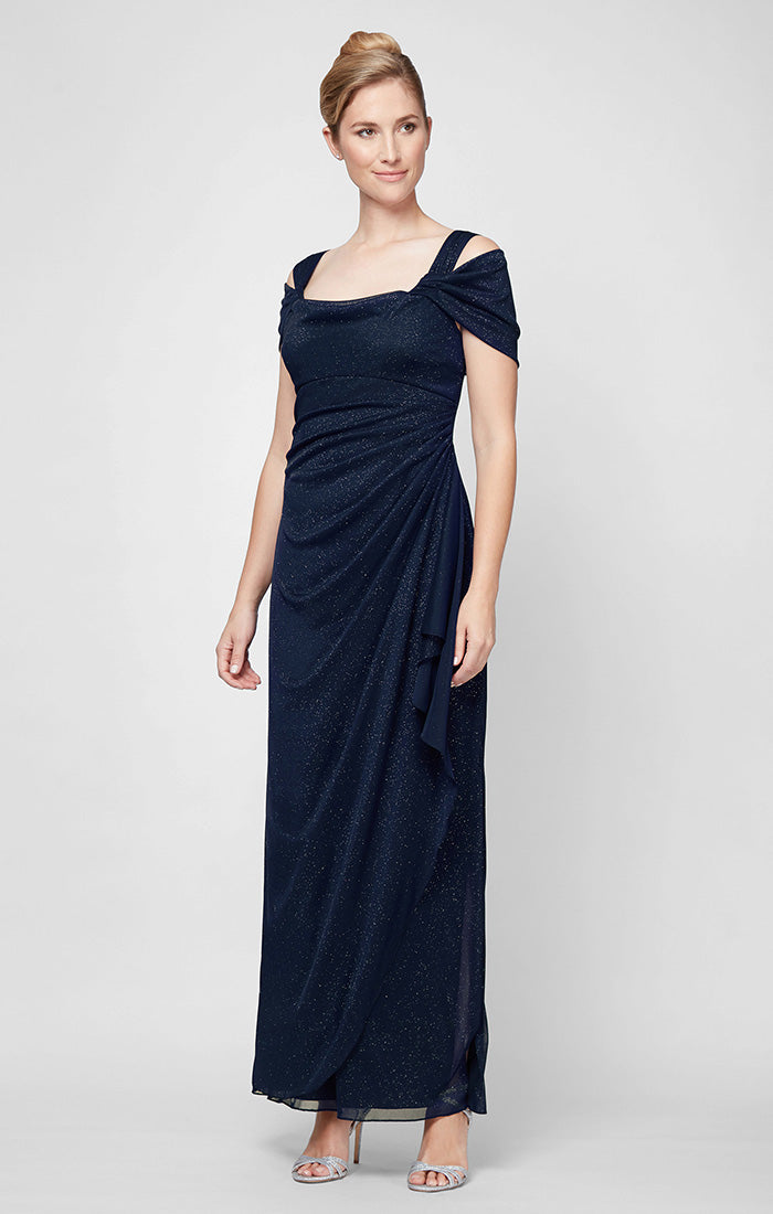 Petite Hannah Glitter Mesh Gown