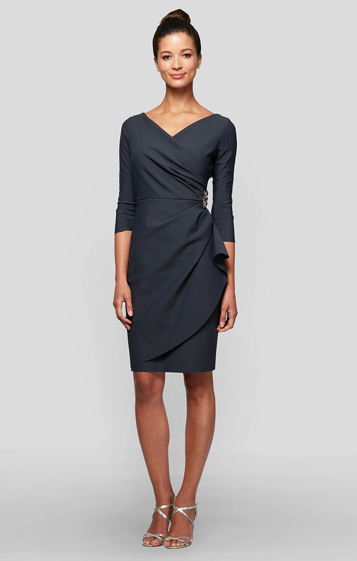 Diana Cascade Ruffle Sheath Contour Dress