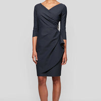 Petite Diana Cascade Ruffle Sheath Contour Dress