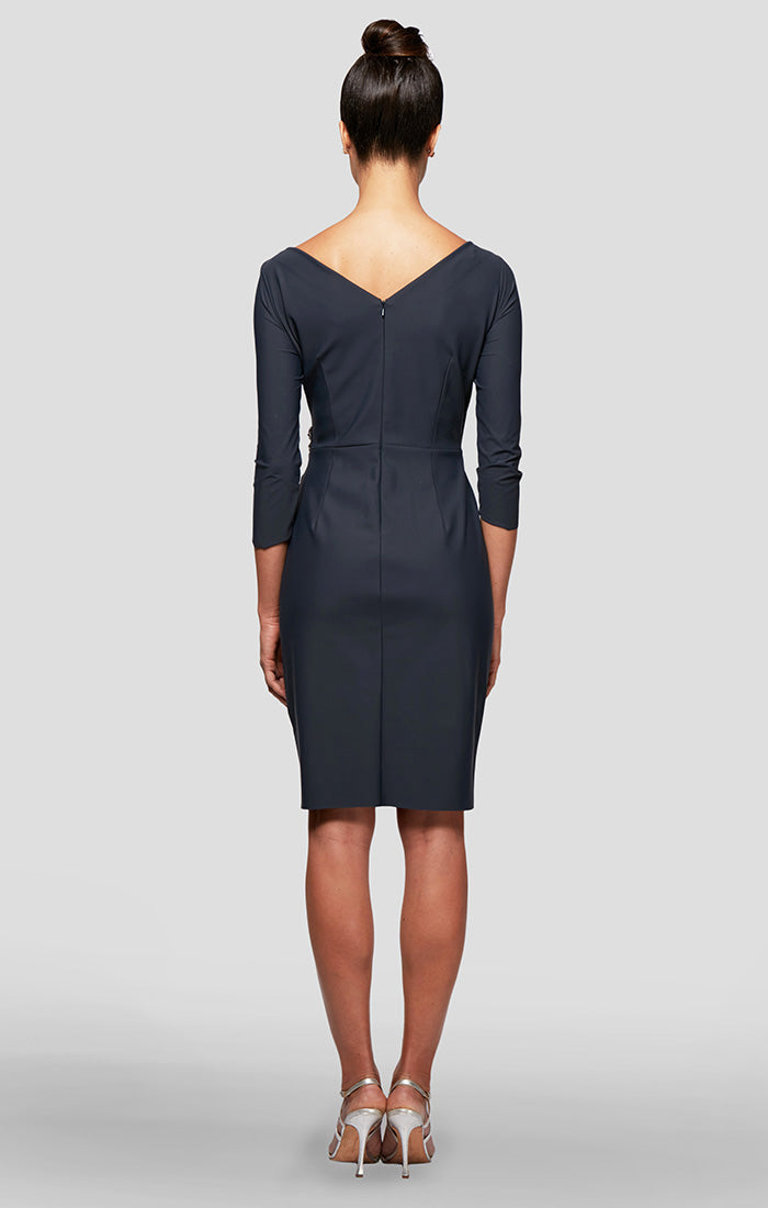 Petite Diana Cascade Ruffle Sheath Contour Dress
