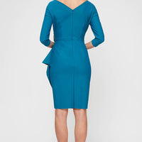 Diana Cascade Ruffle Sheath Contour Dress