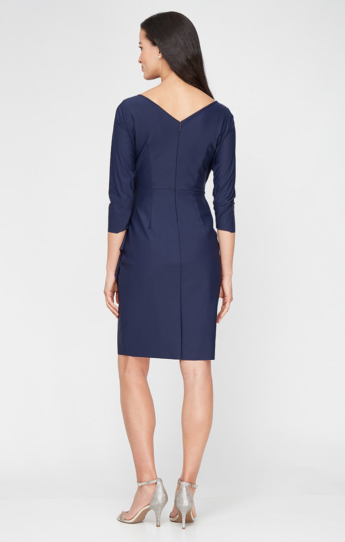 Petite Diana Cascade Ruffle Sheath Contour Dress