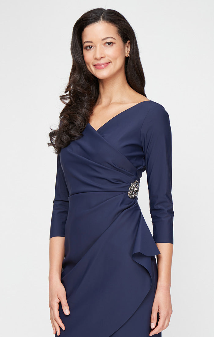 Petite Diana Cascade Ruffle Sheath Contour Dress