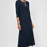Petite Matte Jersey Jacket Dress with Beaded Trim Detail
