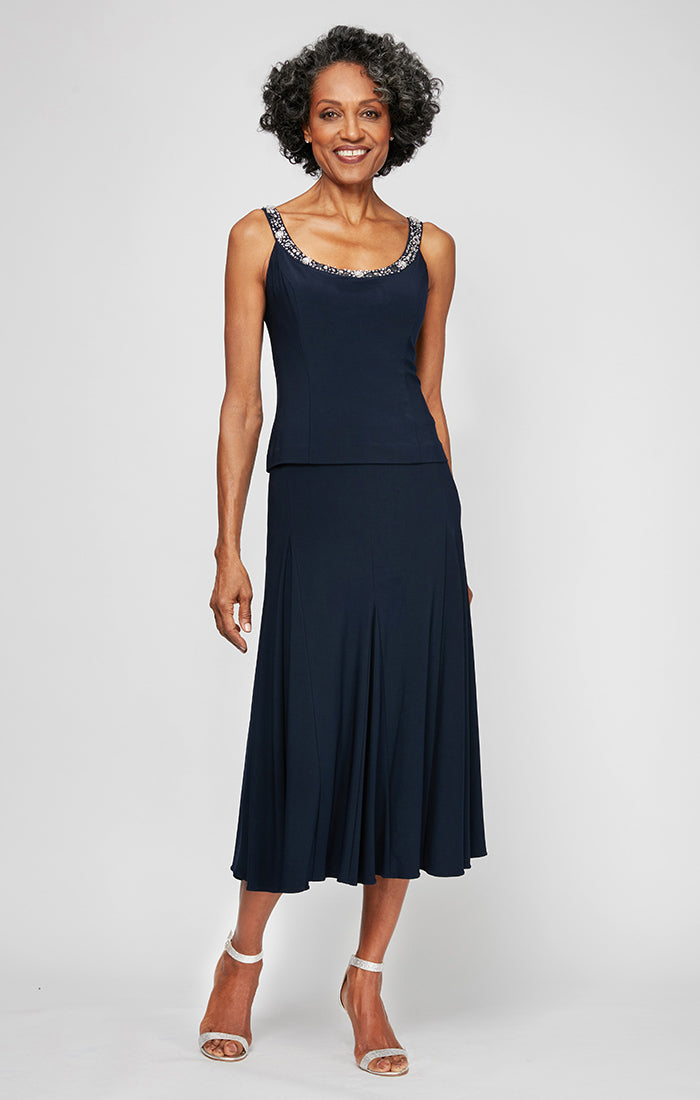 Regular - Matte Jersey Jacket Dress with Sequin Beaded Trim