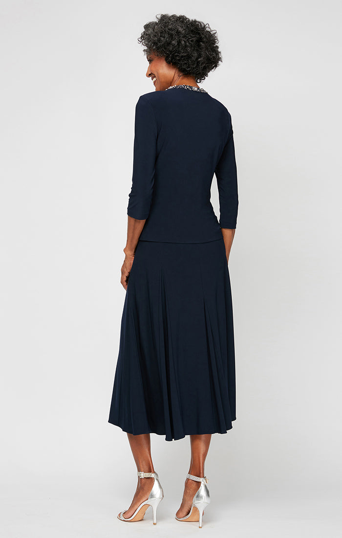 Regular - Matte Jersey Jacket Dress with Sequin Beaded Trim