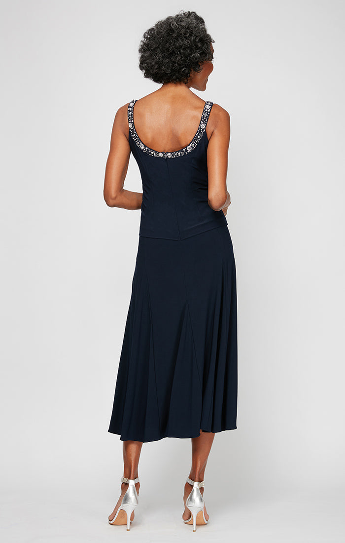 Regular - Matte Jersey Jacket Dress with Sequin Beaded Trim