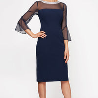 Olivia Illusion Neck Crepe Dress