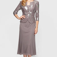 Petite Annabelle Godet Detail Firework Sequin Jacket Dress