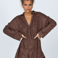 Kegan Long Sleeve Romper Camel
