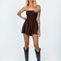 Sofia Strapless Romper Brown