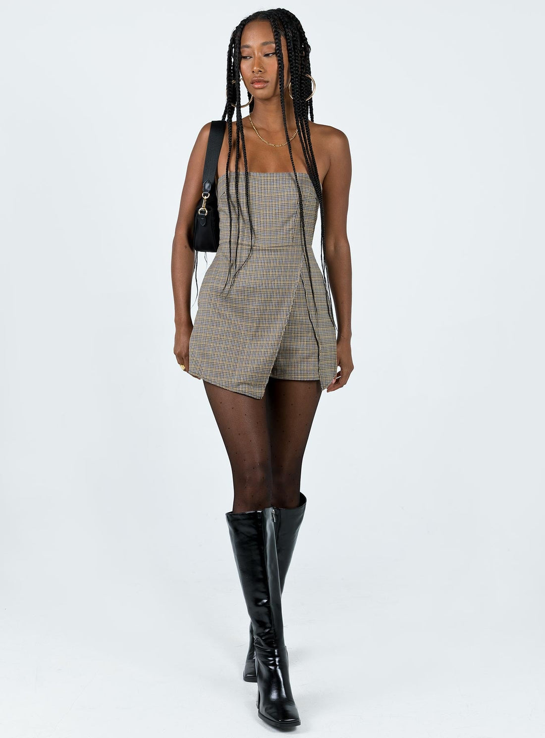 Working On It Romper Check Multi