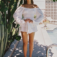 The Love Galore Long Sleeve Romper White Lower Impact