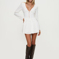 Halcyon Long Sleeve Romper White
