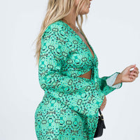 Remi Tie Front Romper Green