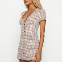 Loveliness Playsuit Brown Check Tall