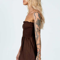 Sofia Strapless Romper Brown
