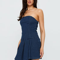Fantastical Strapless Playsuit Dark Denim