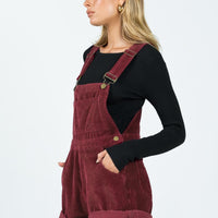 Kacey Short Overalls Burgundy