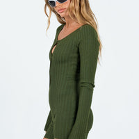 Calia Long Sleeve Romper Green