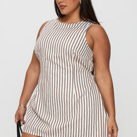 Yumiko Romper Brown Stripe Curve