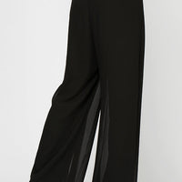 Straight Leg Pant with Georgette Split Leg Overlay