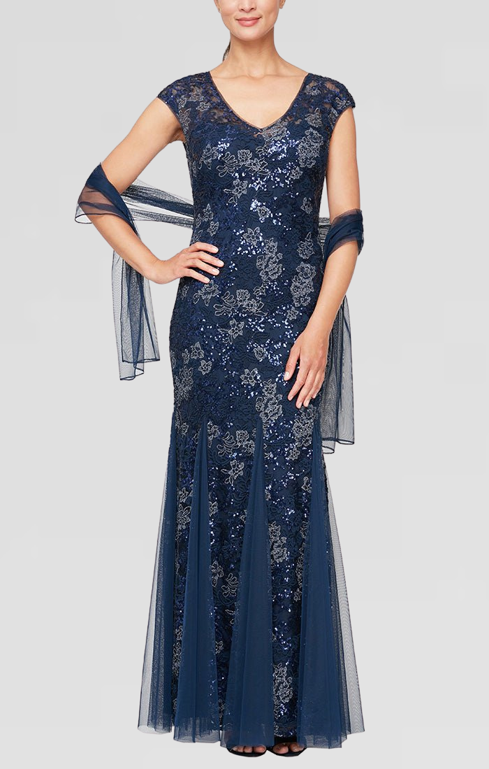 Petite Emily Embroidered Fit and Flare Dress