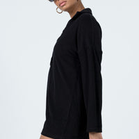 Kegan Long Sleeve Terry Romper Black