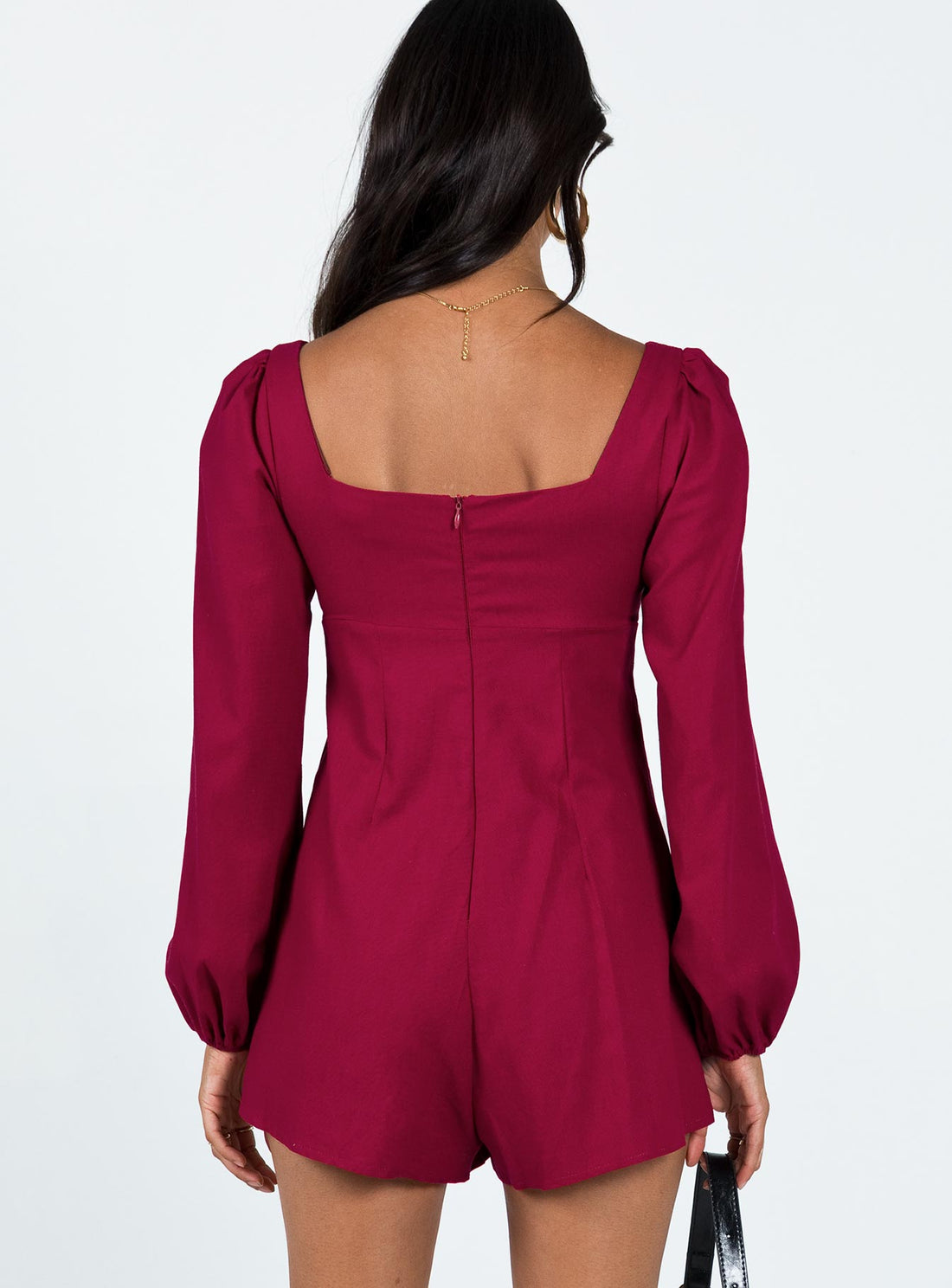 Hastings Long Sleeve Romper Burgundy
