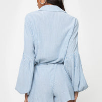 Megz Long Sleeve Romper Blue