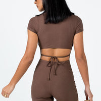 Nolan Short Sleeve Romper Brown