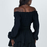 The Love Galore Long Sleeve Romper Black