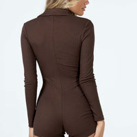Susie Long Sleeve Romper Brown
