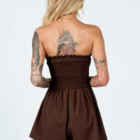 Sofia Strapless Romper Brown
