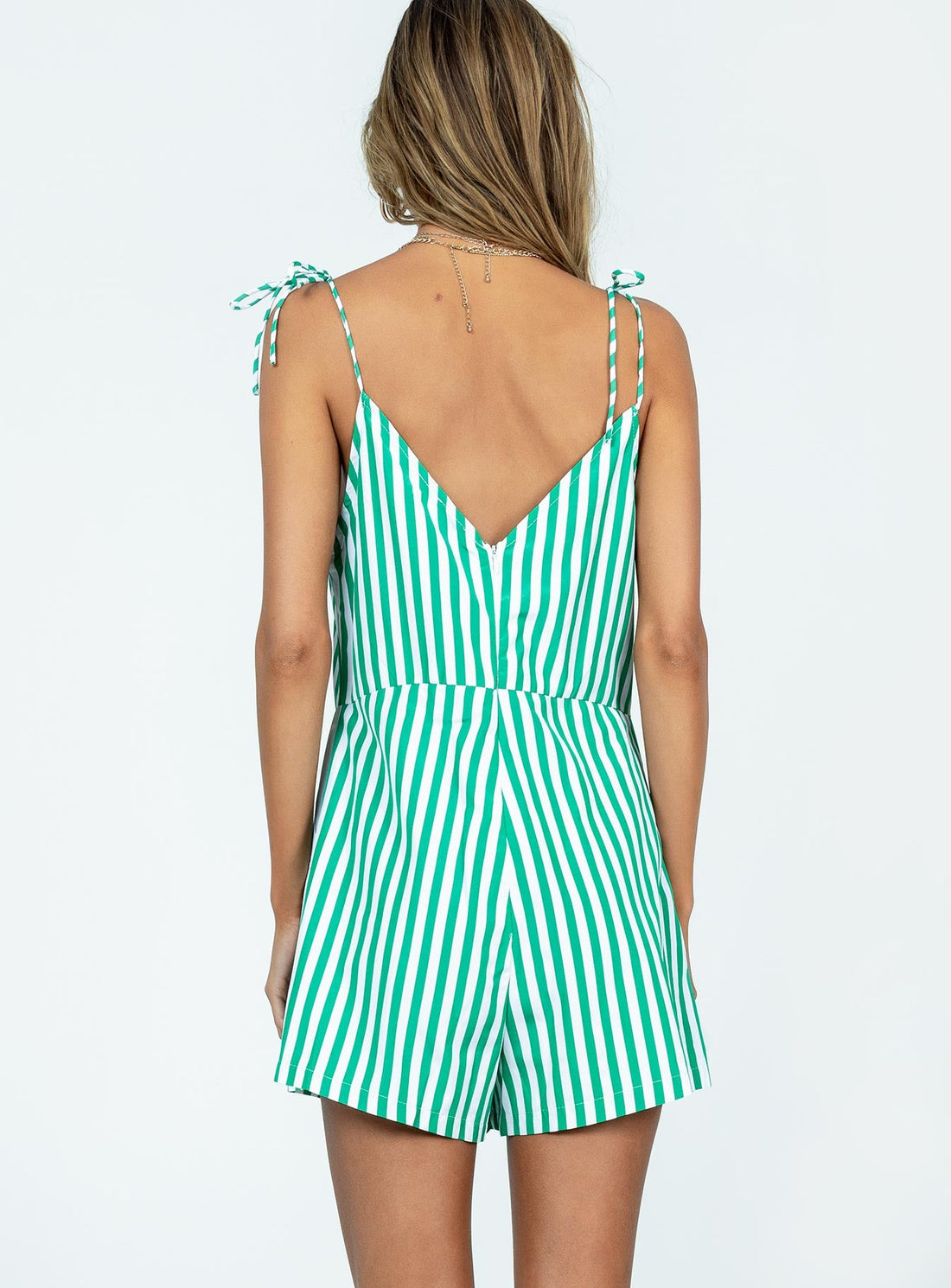 Lennox Romper Green Stripe