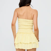 Ayanni Shirred Strapless Mini Playsuit Yellow