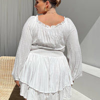 The Love Galore Long Sleeve Romper White Curve