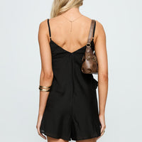 Diamonds Dancing Ruffle Detail Playsuit Black