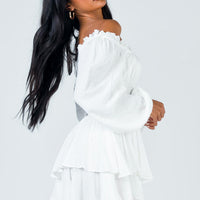 The Love Galore Long Sleeve Romper White Lower Impact