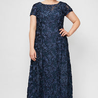 Plus Evelyn Rosette Lace Long Gown