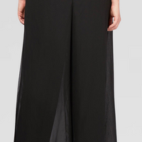 Plus Straight Leg Pant with Georgette Split Leg Overlay
