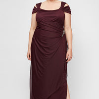 Plus- Camille Cowl Neck Gown