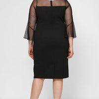 Plus Olivia Illusion Neck Crepe Dress