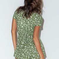Ragnar Tie Front Romper Green Floral