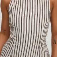 Yumiko Romper Brown Stripe Petite